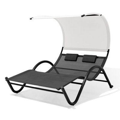 76.77'' Wide Curved Metal Patio Daybed