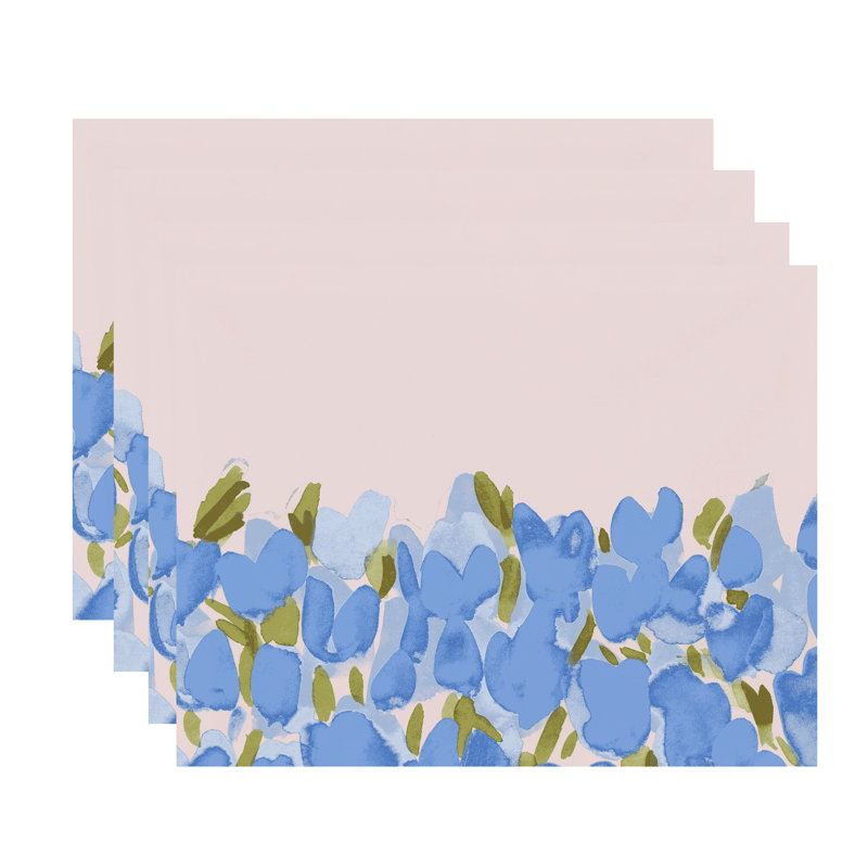 Polyester Floral Rectangle Placemat, Blue