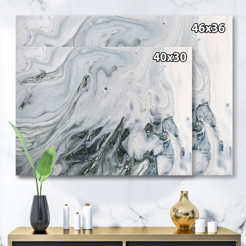 Marbre gris et blanc avec puissance dorée - reproduction d'art sur toile, H 30 po x l 40 po x 1,5 po, Toile tendue