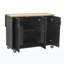 Îlot de cuisine cannelé de 51 po avec abattant, îlot de cuisine Farmhouse sur roulettes avec support de rangement interne, chariot de cuisine roulant avec porte-serviettes pour la cuisine, la salle à manger, le frêne noir-559067876