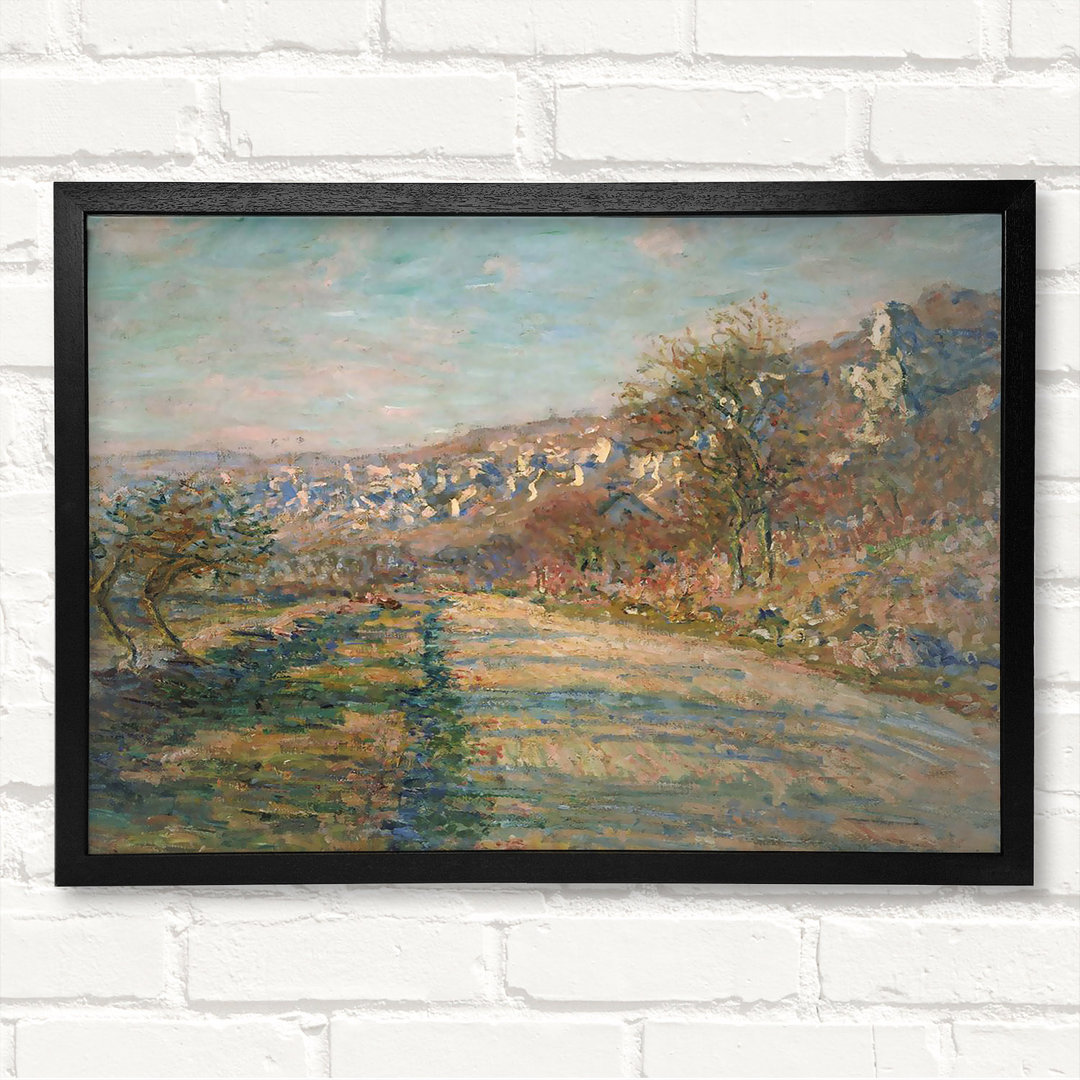 Straße von La Roche-Guyon von Claude Monet - Geschlossener Eckrahmen Kunstdrucke auf Holz