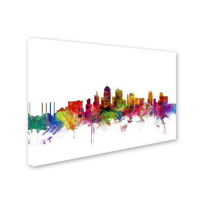 Kansas City Skyline' Graphic Art Print on Wrapped Canvas -  Trademark Fine Art, MT0567-C1219GG