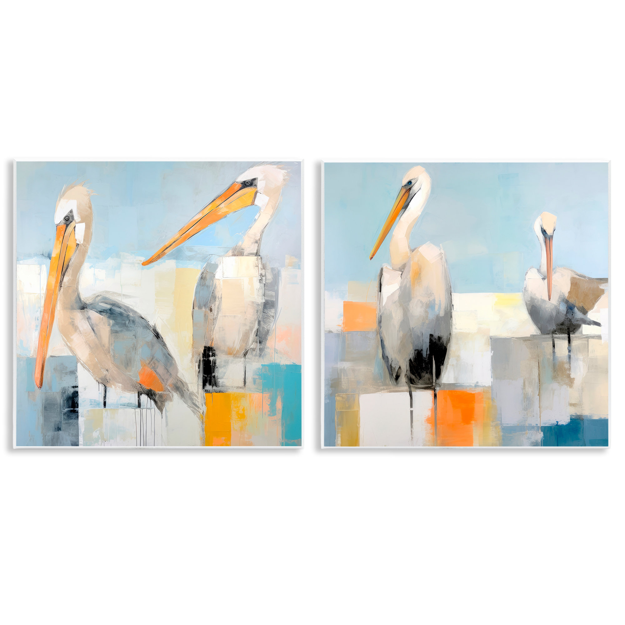 Wrought Studio™ Abstract Color Block Pelican Pair 2 PC Wall Plaque Art ...