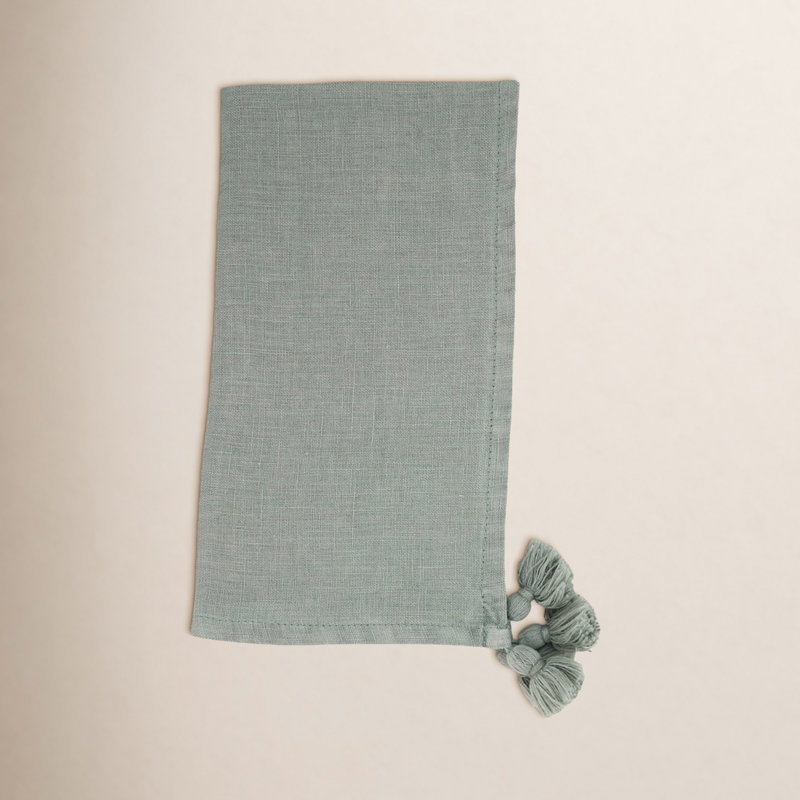 Rowan Collection Linen No Pattern Square Napkin, Blue/Gray