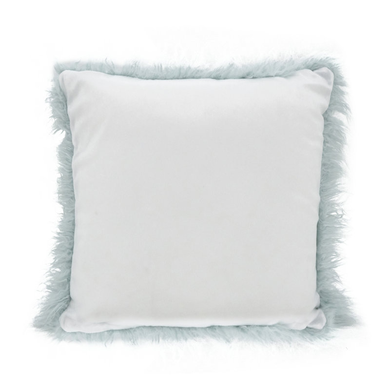 Faux Mongolian Collection Throw Pillow, Ice Blue, 22"H x 22"W