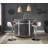 Rahman Semicircle Bar Cabinet in Antique Ebony and Aluminum
