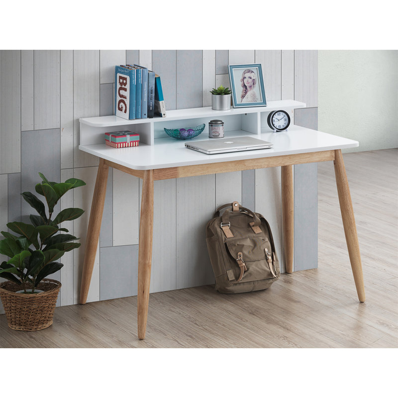 Bureau d'écriture avec huche Roskilde, Blanc/naturel, H 34,4 po x l 43 po x P 23,6 po
