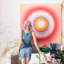 Trendy Circle Pink Photographic Art Print on Canvas