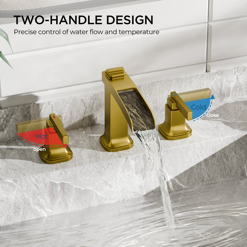 Forious® Ultra Widespread 2-Handle Bathroom sink Faucets With Metal Pop-up Drain, Brushed Gold