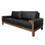 Causeuse Caisy, similicuir noir, structure en bois massif caramel, 69 po