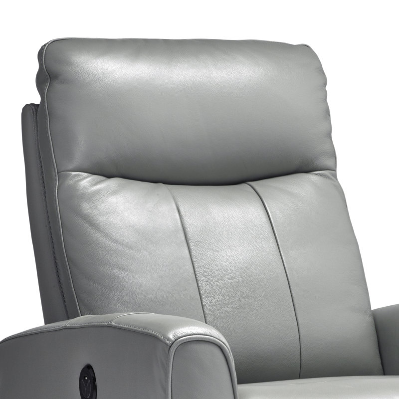 Garver Power Recliner, Gray Genuine Leather