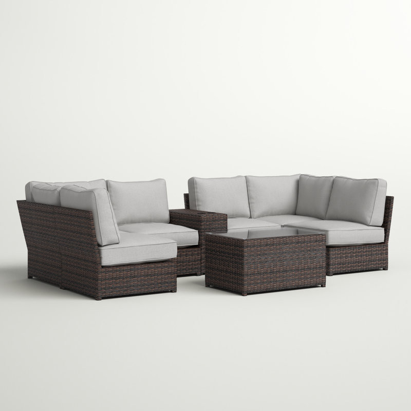 Widener Fully Assembled 4 - Person Seating Group with Cushions |Pre-built outdoor sofa, Espresso