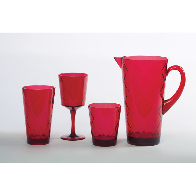 Clear Diamond Pattern Acrylic Whiskey Glass Set, 15 oz, 8 Pieces
