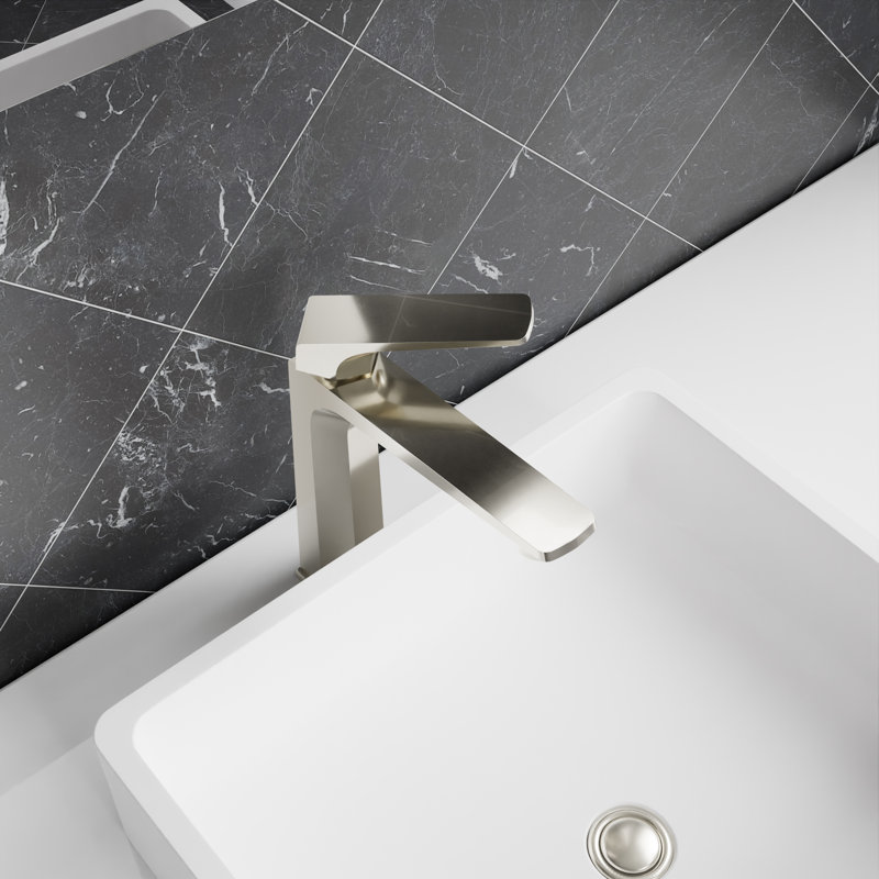 Single-Hole Single-handle Bathroom Faucet with Drain Assembly, Brushed Nickel