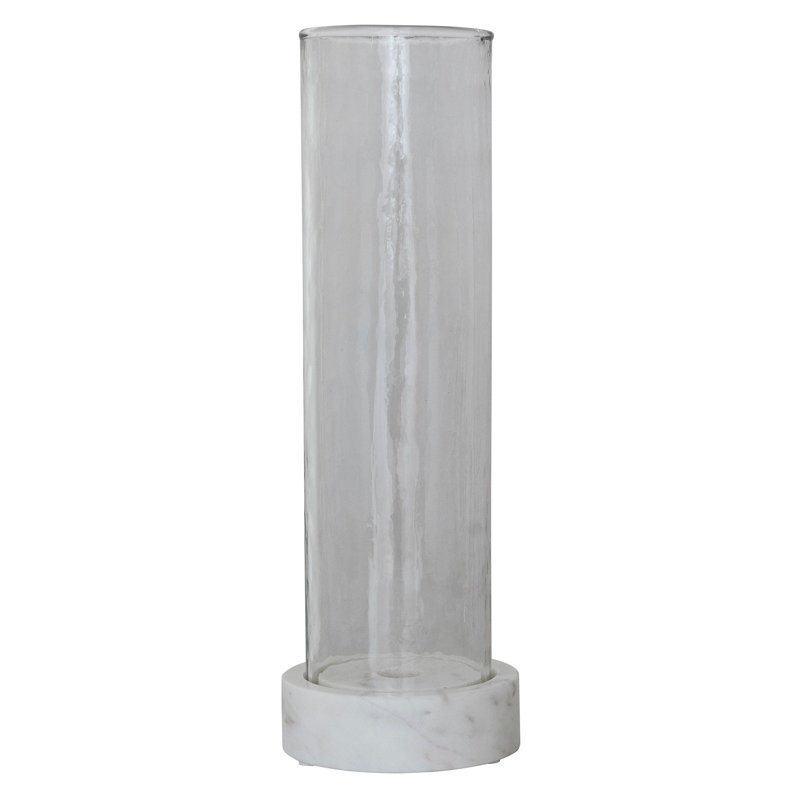 Porte-bougie en marbre / pilier en verre avec ouragan en verre