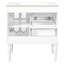 Meuble-lavabo blanc rétro 30 po avec lavabo en céramique, meuble-lavabo simple autoportant, 2 tiroirs de rangement, finition peinte imperméable et charnières à fermeture douce, métal argenté dissimulé
