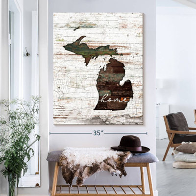 Michigan Home Map sur impression sur toile