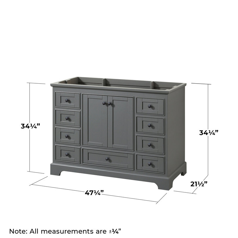 Base de meuble-lavabo de salle de bain simple 47" seulement Deborah, Gris foncé / noir mat