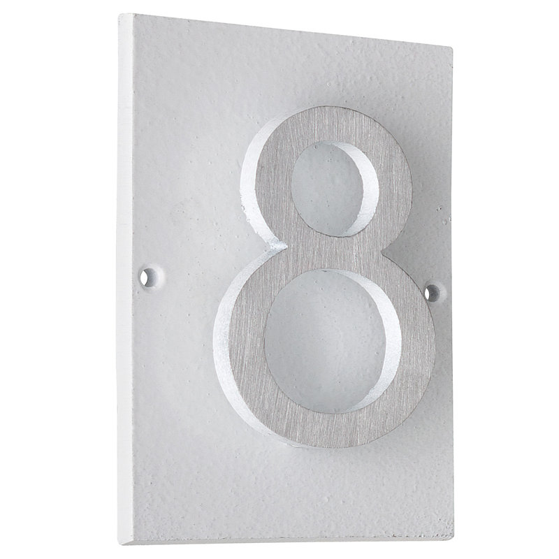 Plaque d’adresse murale sur 1 ligne flottante, Blanc, Nickel satiné deux tons, Oui