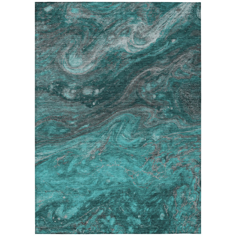 Tapis intérieur / extérieur en polyester tissé à la machine Alfonzo, Rectangulaire 3 pi x 5 pi