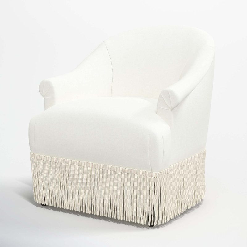 Fauteuil à oreilles Callie, Lin blanc texturé Zuma, Ivoire