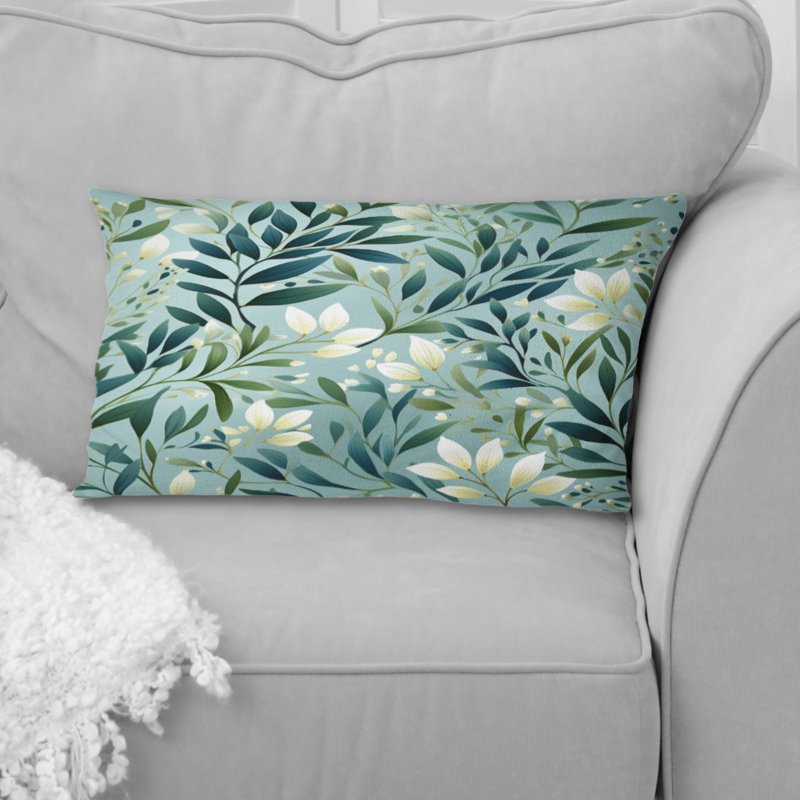 Motif botanique de feuillage océanique - Coussin abstrait récif de corail bleu azur multicolore - Coussin décoratif