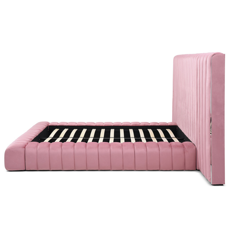 Lit plateforme tapissier Avalon, Très grand, Rose
