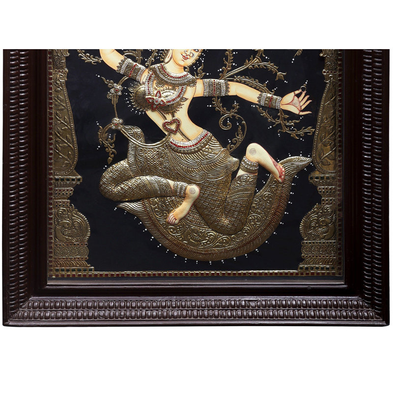 Devi Sita Tanjore, peinture dans l'idiome des peintures murales du temple thaïlandais | Couleurs traditionnelles avec or 24 carats
