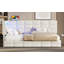 Lit de jour rembourré simple avec rangement 2 tiroirs et station de charge, structure de lit de jour avec lumières DEL et tête de lit, aucun sommier nécessaire, beige