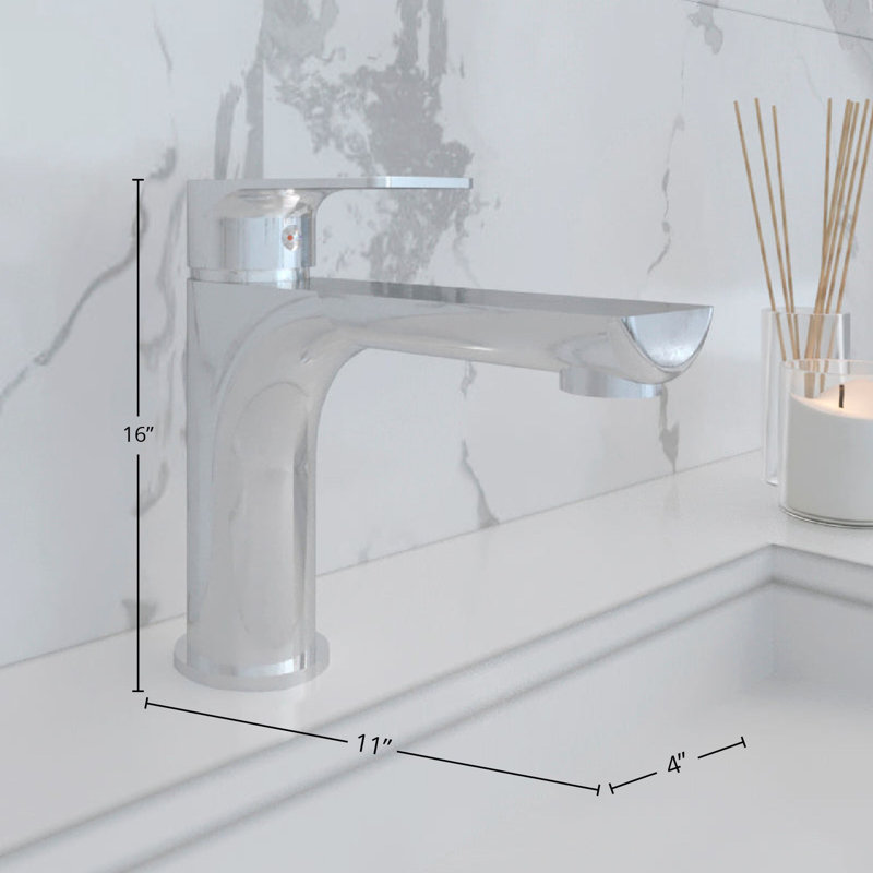 DAX Single Handle Brass Bathroom Faucet, Chrome