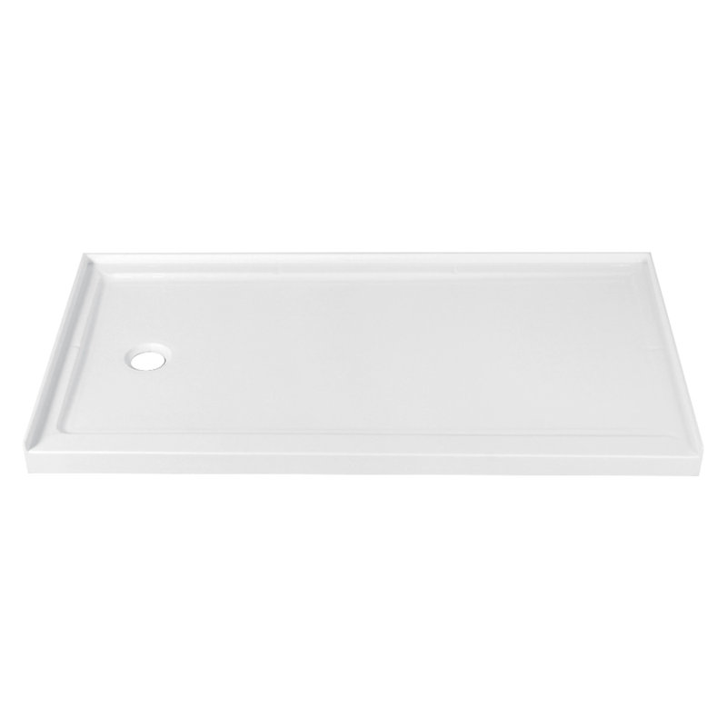 Base de douche anti-dérapante en acrylique à simple seuil avec drain à gauche 60 po x 32 po Kingston Brass Barbuda, Gauche