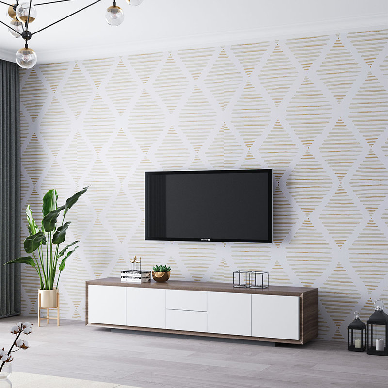 Bohemia Style Stripe & Diamond Adhesive Wallpaper