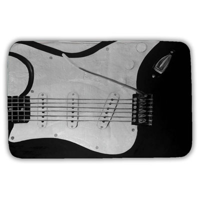 Black electric guitar Bath Mat with Non-Slip Backing - Quick Dry Memory Foam Bathroom Rug - Absorbent - Modern Plush Spa-Style - Machine Washable