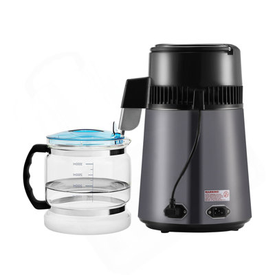 Distillateur d'eau, filtre purificateur d'eau 4L 1,05 gallons pour comptoir domestique, machine à eau distillée 750W, distillateur intérieur en acier inoxydable pour faire de l'eau propre, gris