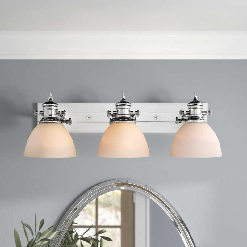 Bales 25.13'' W 3-Light Dimmable Vanity Light, Matte Black, Seeded Glass