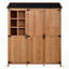 Banc de rempotage pour patio avec 3 portes, 7 tablettes de rangement, 2 tiroirs et 6 crochets-354476342