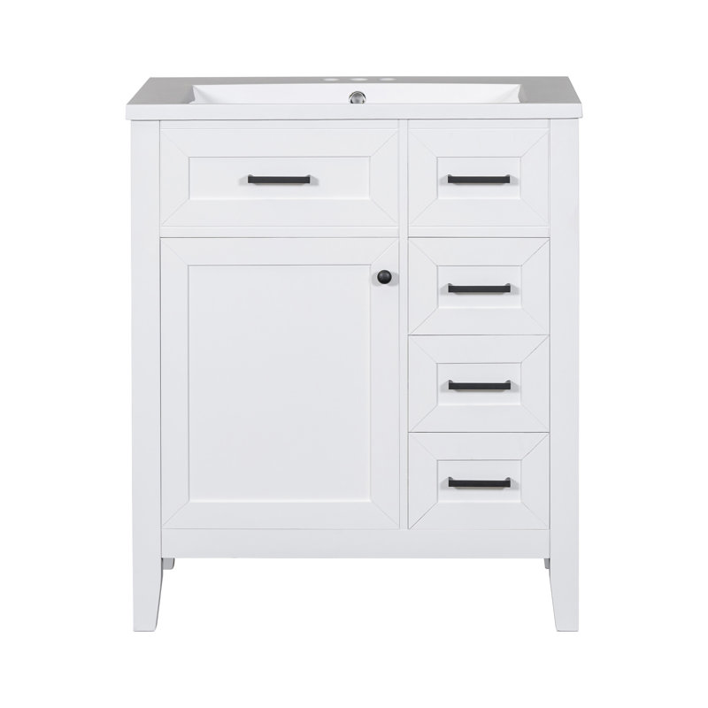 Meuble-lavabo 30 po avec lavabo, Blanc, Noir