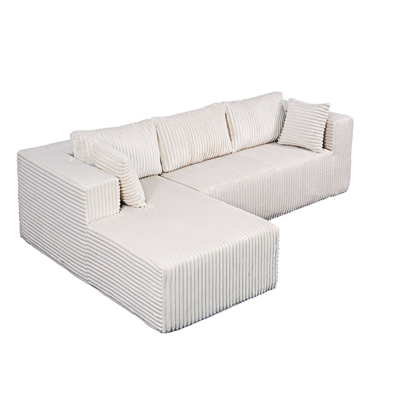 Canapé modulaire en L rembourré, Orienté à gauche (vu de face), Beige