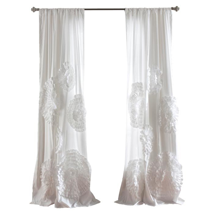 Semi Sheer Curtain Single Panel, White, 137cm W x 213cm L