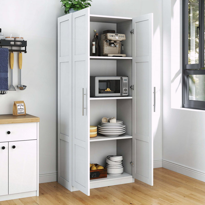 Garde-manger polyvalent avec 2 portes et 3 tablettes réglables, pour le rangement dans la cuisine, la salle à manger et le salon