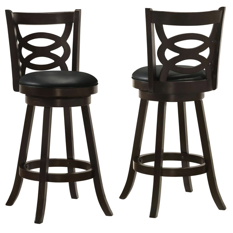2 tabourets de bar pivotants Cappuccino - ton foncé, siège rembourré noir, ajoute de l'élégance à la salle à manger 2 couleurs, cuir confortable et élégant