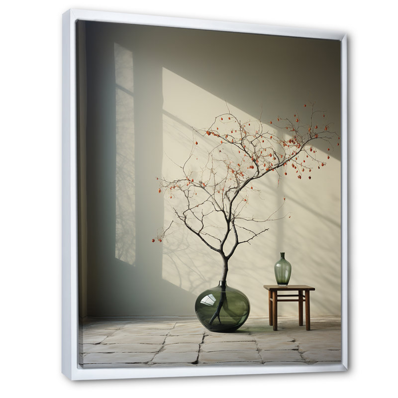 Minimalisme hivers, fenêtre, oasis, Cadre flottant blanc, H 32 po x l 16 po