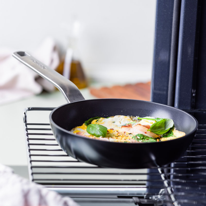 GreenPan Evolution PFAS Free Non Stick Frypan, Black/Silver, 10cm H x 44cm L x 24cm W
