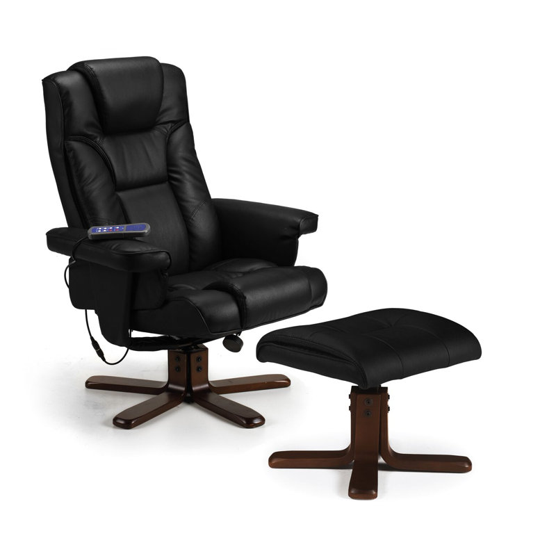 Outen Faux Leather Heated Massage Chair, Black