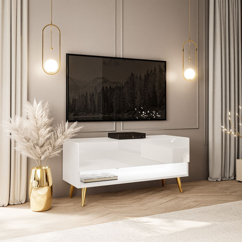 Aaleia Calante RTV Cabinet, High-gloss white