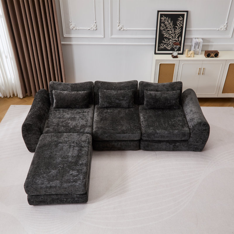 Canapé modulaire Boneless, Chenille noir