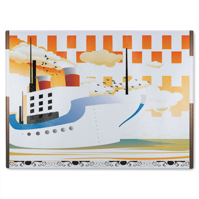 Art Deco Ship Glass Chopping Board
