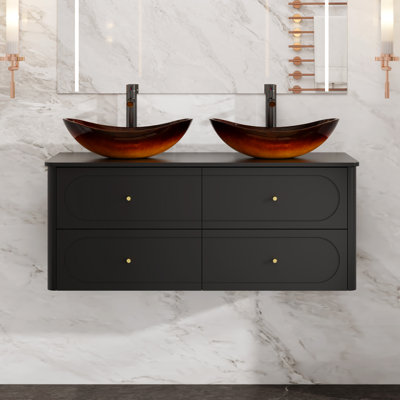 Meuble-lavabo mural 48 po avec lavabos vasques, robinets