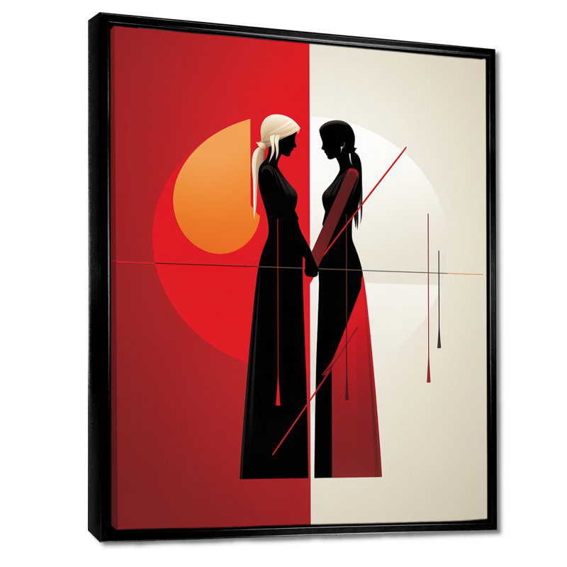 Silhouette géométrique Couple tenant par la main - Couple, art mural, H 20 po x l 12 po x P 1 po