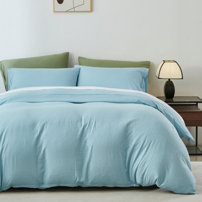Housse de couette simple bleu clair avec fermeture à glissière Kakijumn, comprend 1 housse d'édredon 68 po x 88 po et 2 taies décoratives 20 po x 26 po